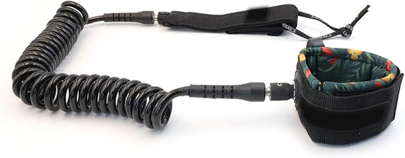 10FT/9FT 7MM Surfboard Leash SUP Coiled Leash SUP Paddle Webbing Paddle Board Surf Leg Rope(7mm 10ft b)