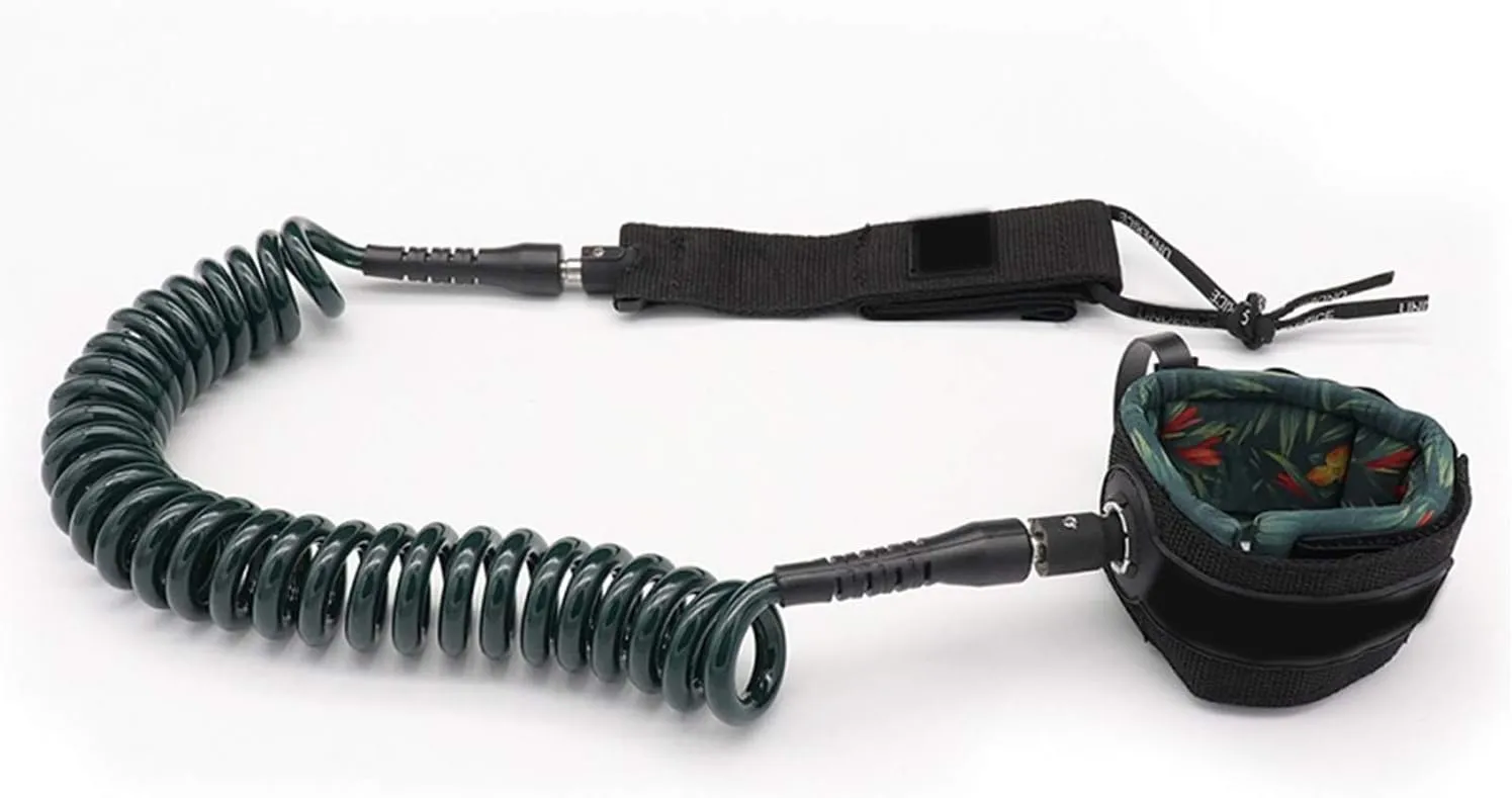 10FT/9FT 7MM Surfboard Leash SUP Coiled Leash SUP Paddle Webbing Paddle Board Surf Leg Rope(7mm 10ft e)