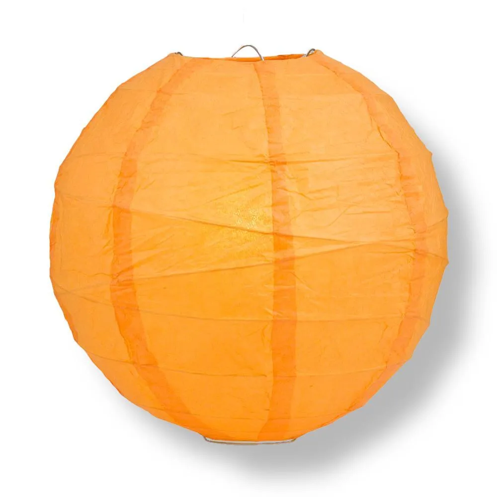 12 Inch Orange Free-Style Ribbing Round Paper Lantern