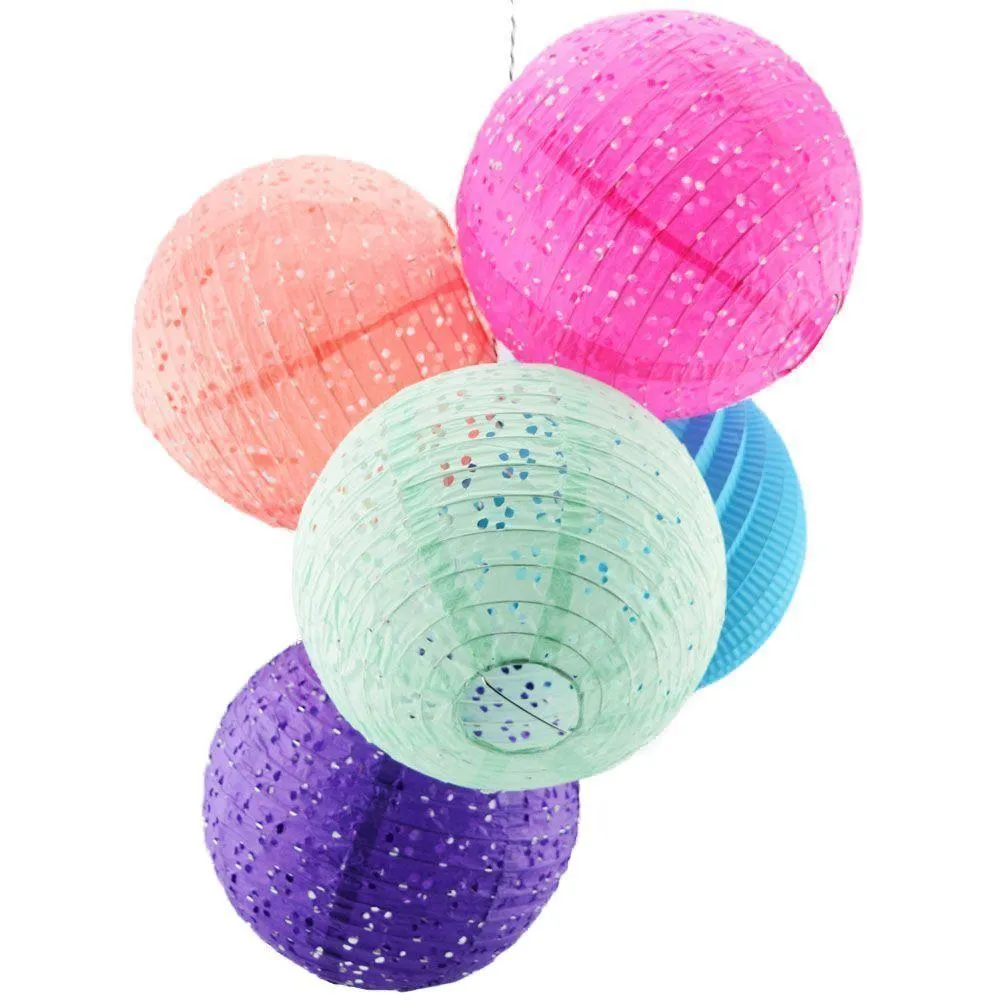 20" Round Eyelet Lace Look Paper Lantern - White