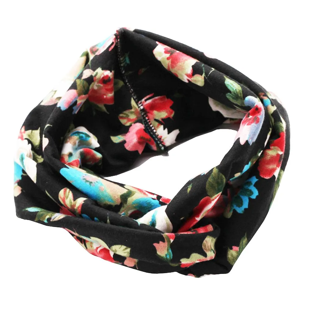 4 Pack Women Headband Boho Floal Style Criss Cross Head Wrap Hair Band Set1