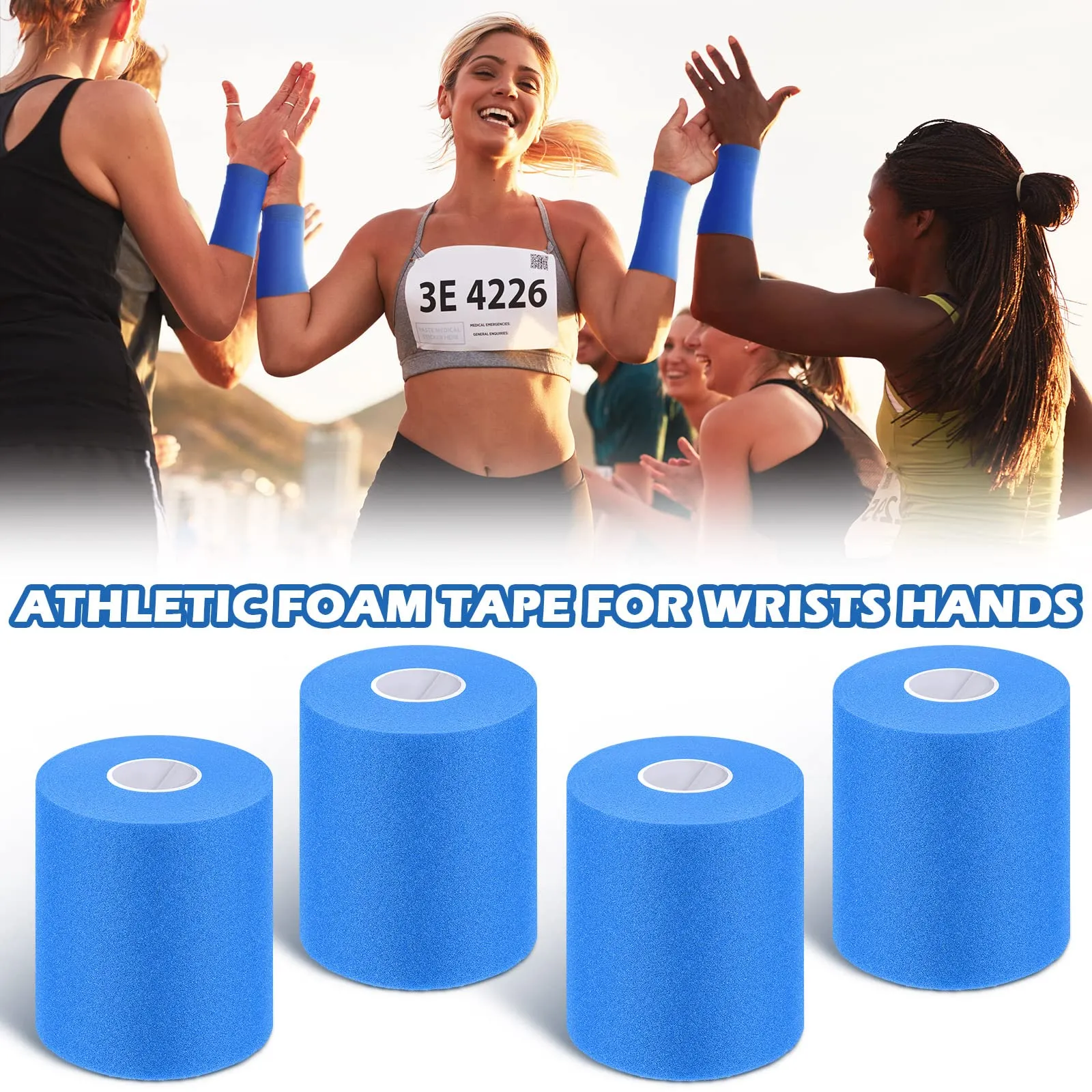 4 Pieces Foam Underwrap Athletic Foam Tape Sports Pre Wrap Athletic Tape for Ankles Wrists Hands and Knees(Blue,2.75 Inches x 30 Yards) Blue 2.75 Inch x 30 Yards