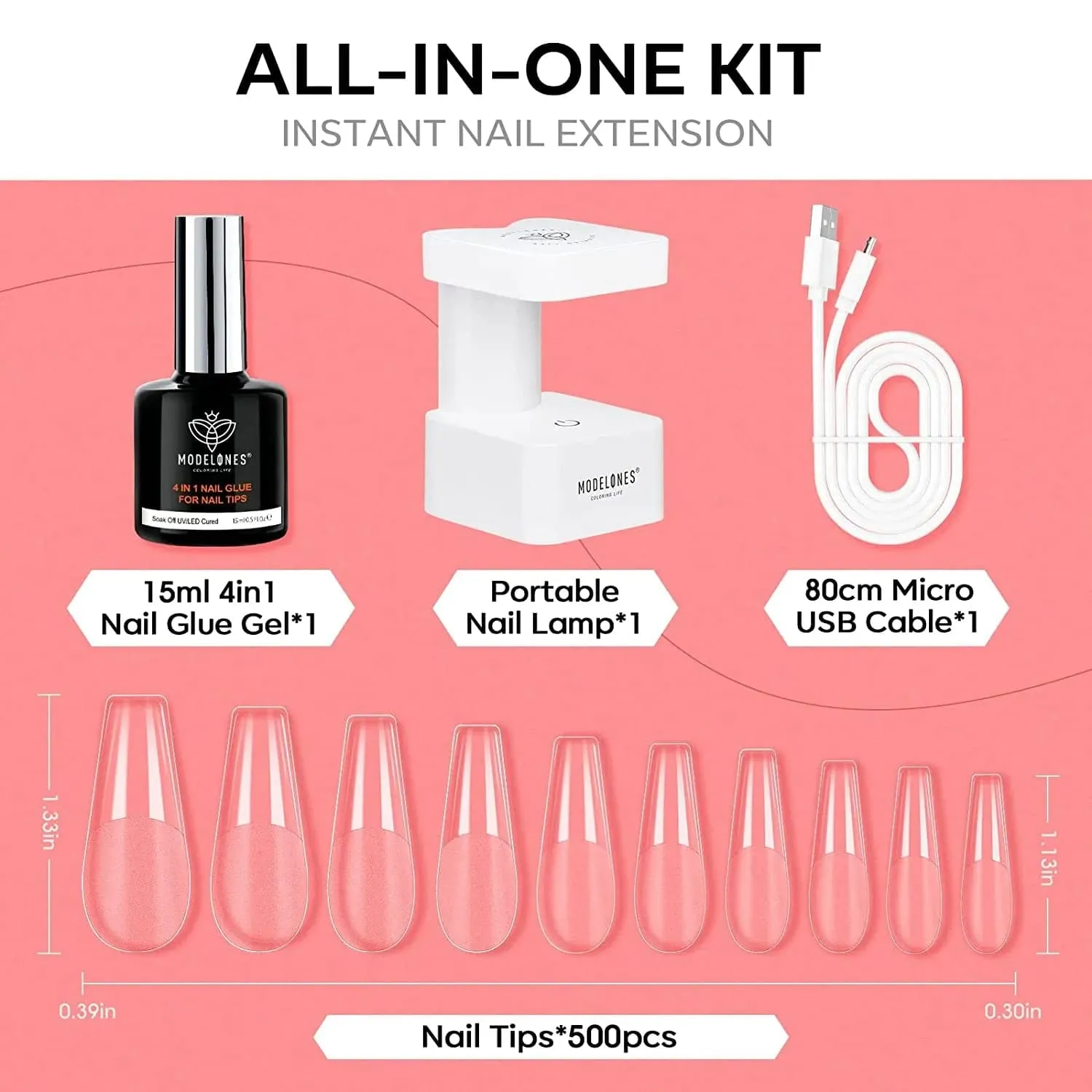 500Pcs Square Nail Art Tools All-In-One Kit