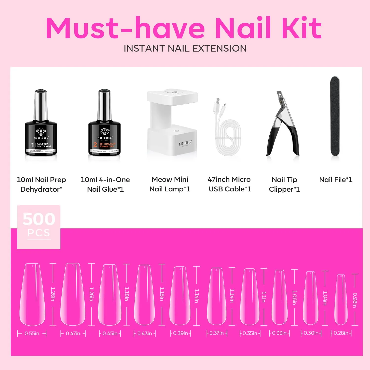 500Pcs Square Nail Art Tools All-In-One Kit