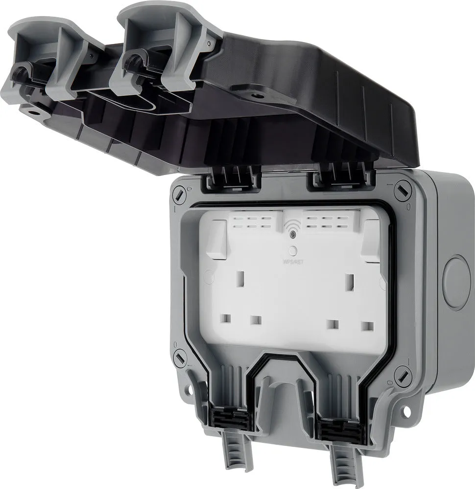 BG WP22WR-02 Weatherproof Nexus Storm 13A 2G Switched Socket with Wi-Fi Repeater