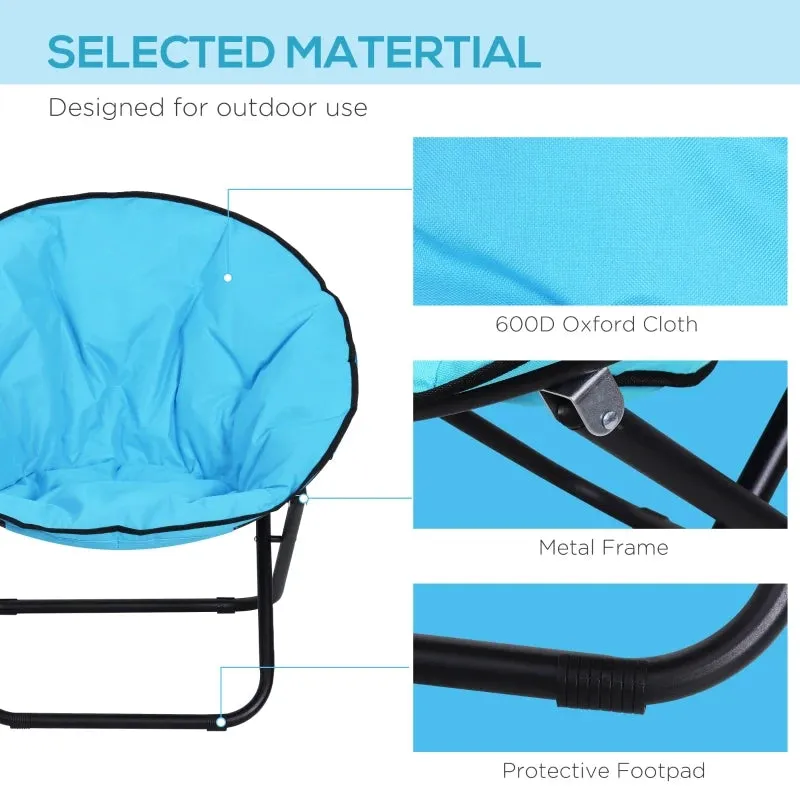 Blue Folding Padded Saucer Moon Chair for Outdoor Activities