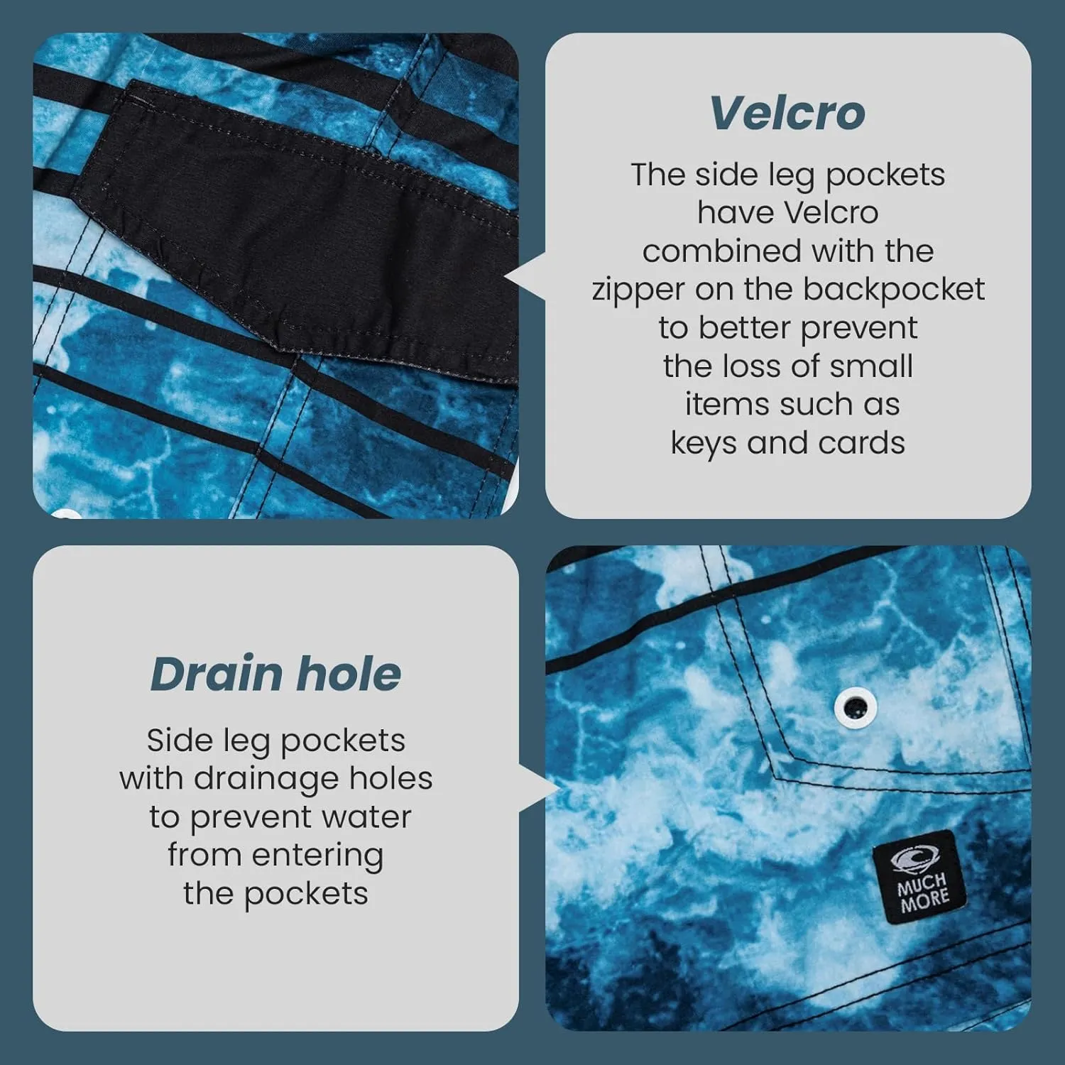 Board Shorts Men's, 22" Quick-Dry Swim Trunk with Mesh Liner, Cargo Style Bathing Suits
