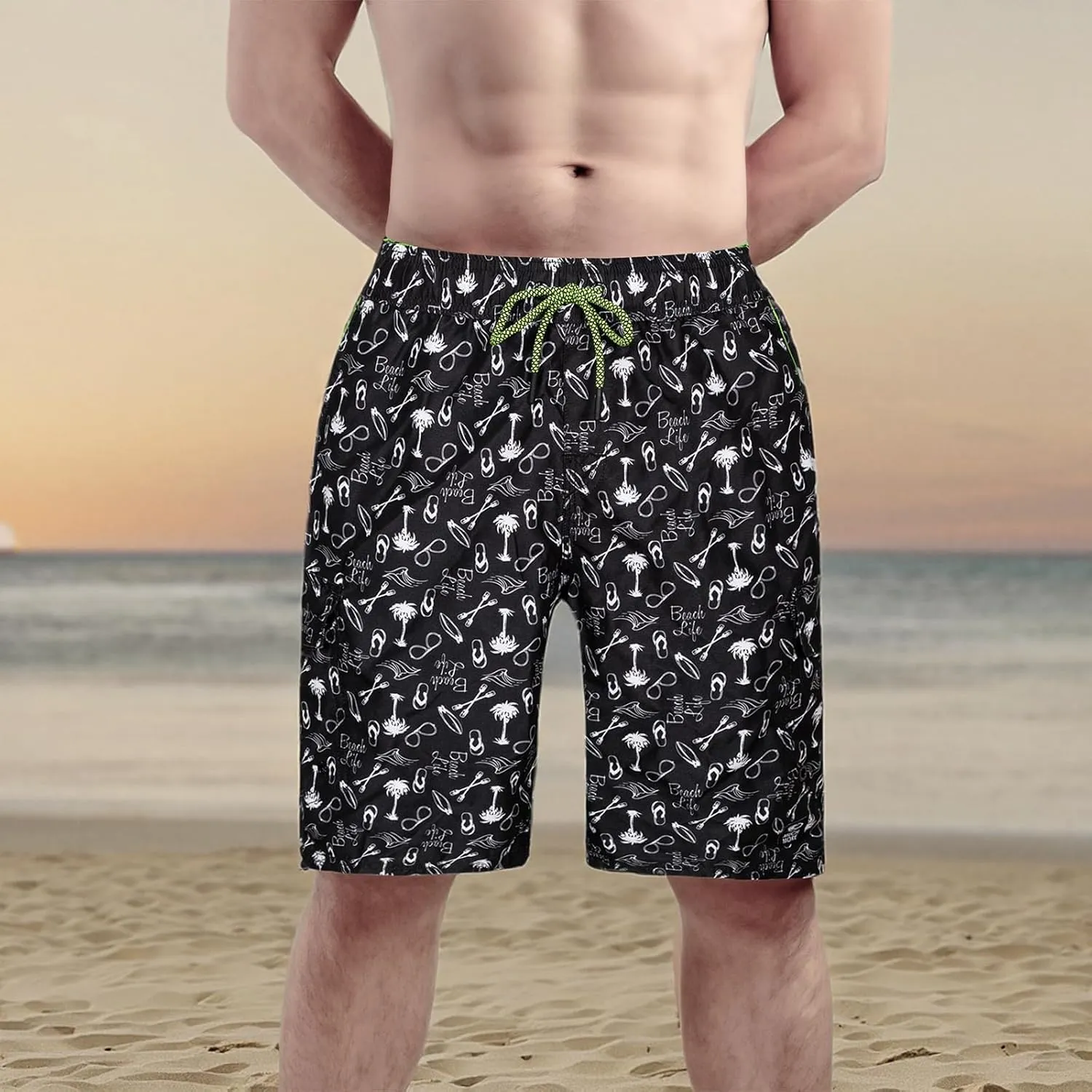 Board Shorts Men's, 22" Quick-Dry Swim Trunk with Mesh Liner, Cargo Style Bathing Suits