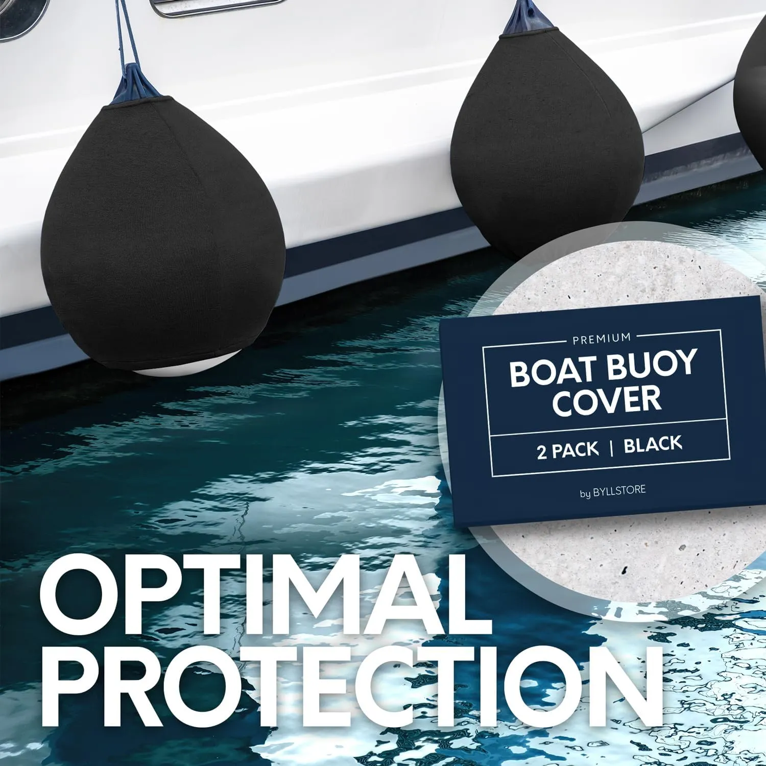 Boat Buoy Covers | 1, 2 & 4-Pack | Black | Diameter x Length: 15 x 19 & 17.5 x 21 | Polyester (2-Pack & 17.5 x 21)