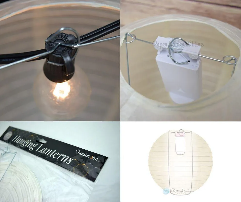 BULK PACK (5) 14 Inch White Round Crepe Paper Lanterns, Parallel Ribbing, Hanging Decoration
