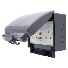 Click OARCDP036 Weatherproof IP66 2G 13A Type A Passive RCD Switched Socket