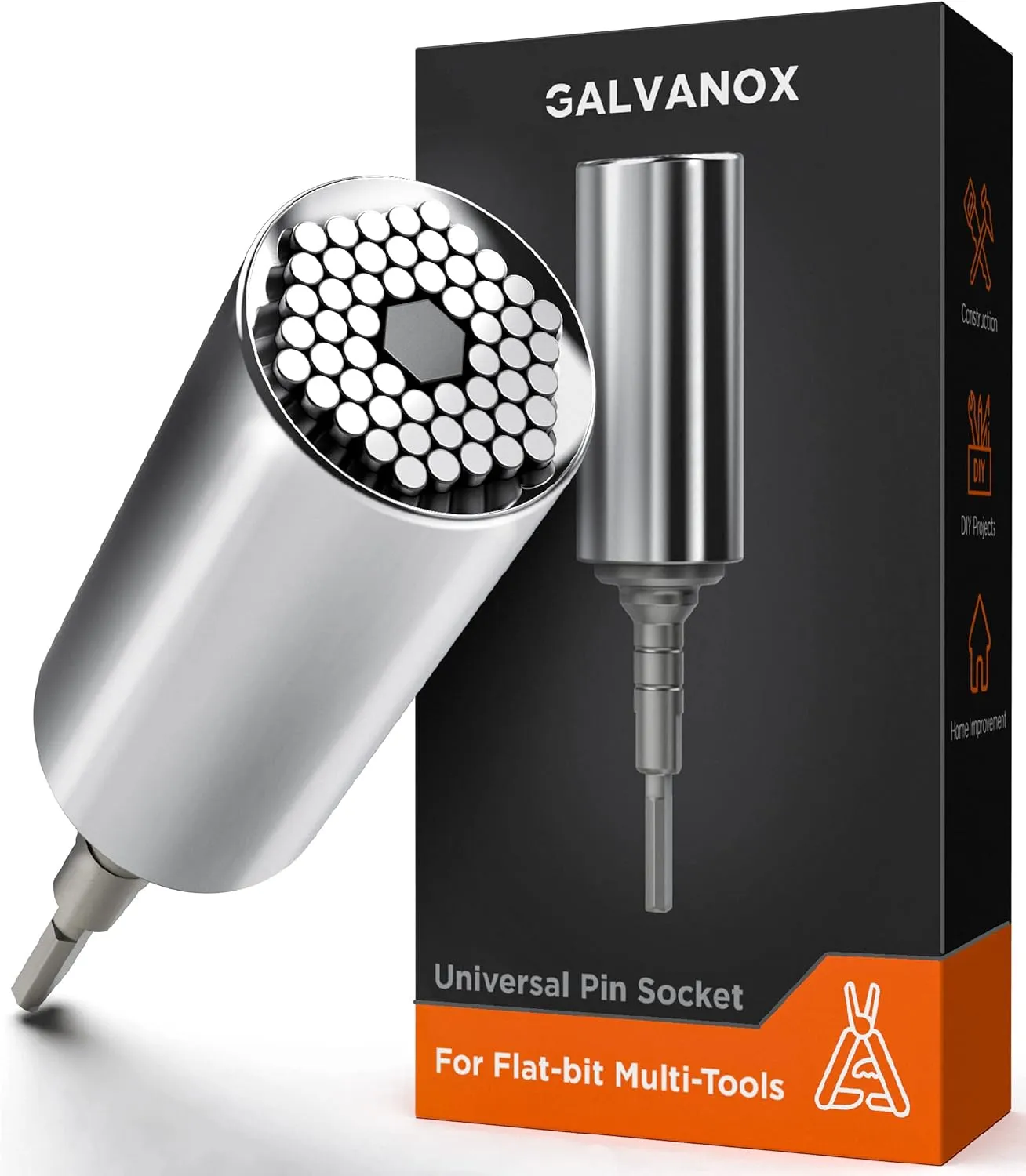 Galvanox Universal Socket Adapter Compatible with Leatherman Flat Bit System - Skeletool, Surge, MUT, Wave Plus and Signal Multitool Kit Set (Multi-Tool Accessories)