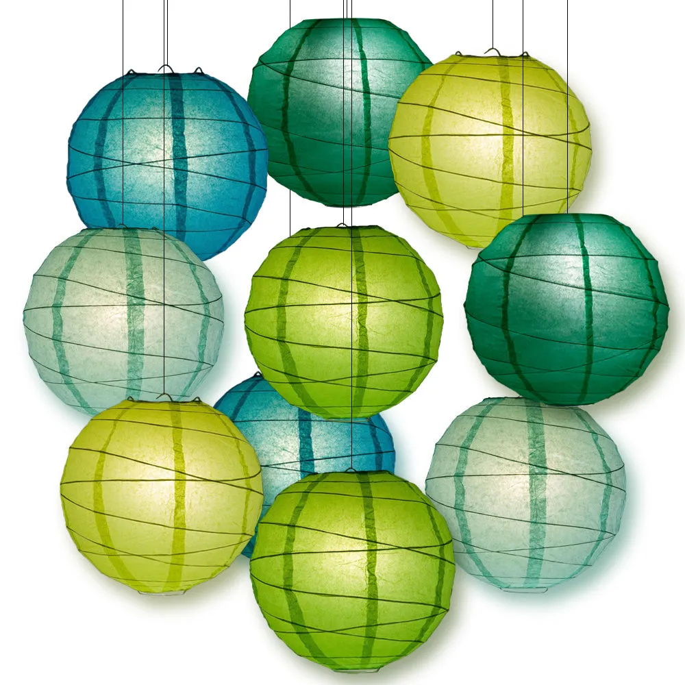 Green Party Pack Free-Style Paper Lantern Combo Set (10 pc Set)
