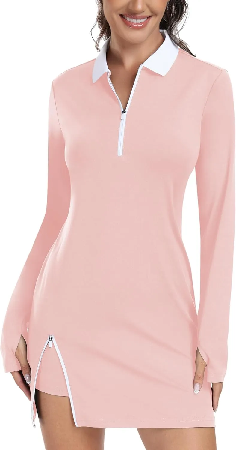 Hiverlay Tennis Dresses for Women with 2 Pockets Built in Shorts UPF 50  Golf Dress Workout Athletic Dresses