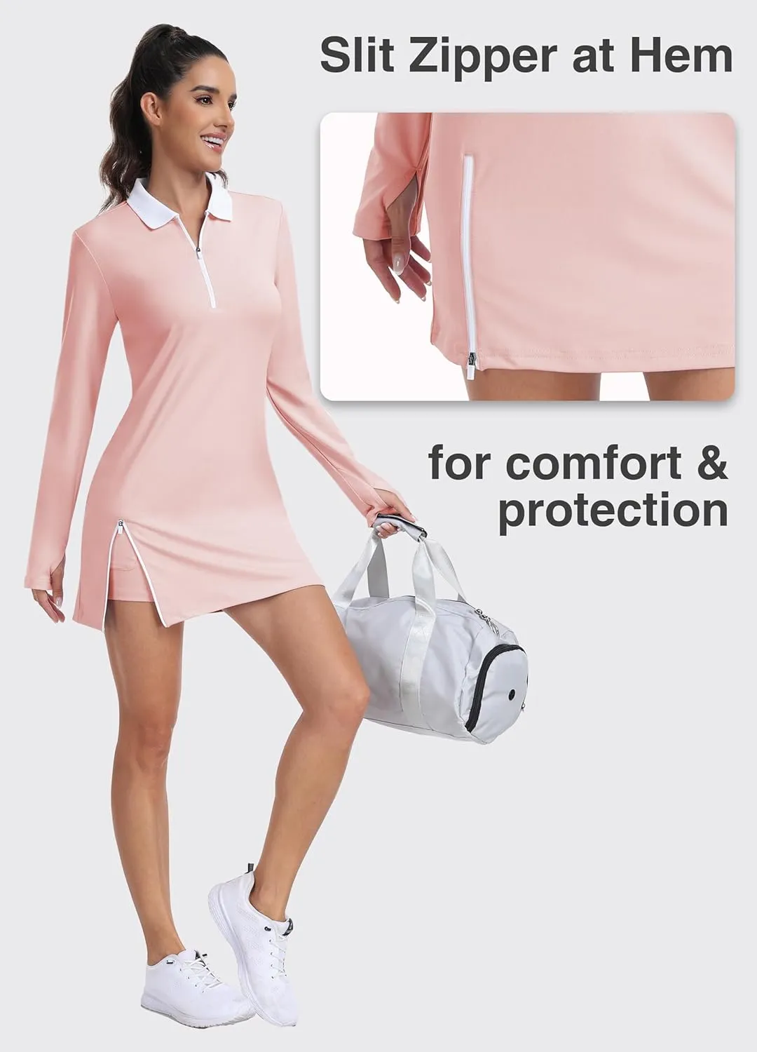 Hiverlay Tennis Dresses for Women with 2 Pockets Built in Shorts UPF 50  Golf Dress Workout Athletic Dresses
