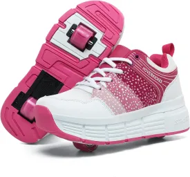 Kids Roller Skate Shoes with Wheels Roller Sneakers for Boys Girls Kids Deformation Wheeled Shoes 