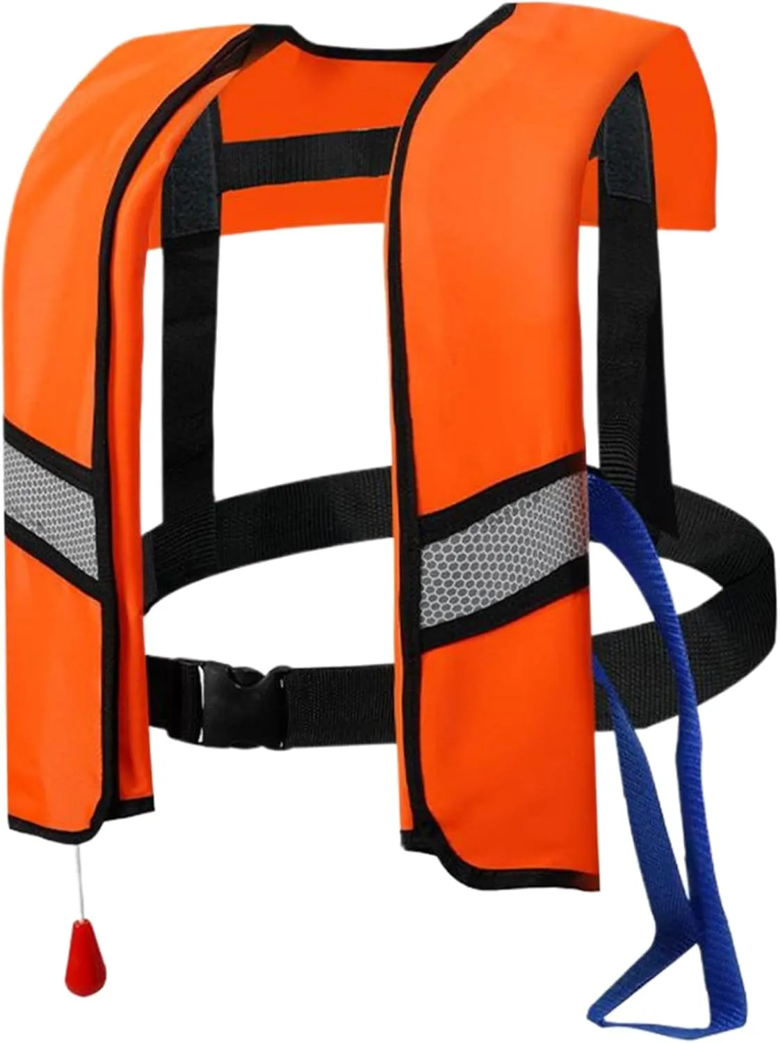 Life Jacket, Manual/Self Inflating Life Jacket, 150n Nylon Inflatable Life Vest with Whistle  Blowpipe, Adult Life Jackets with Release Buckle  Reflective Strips, Orange.