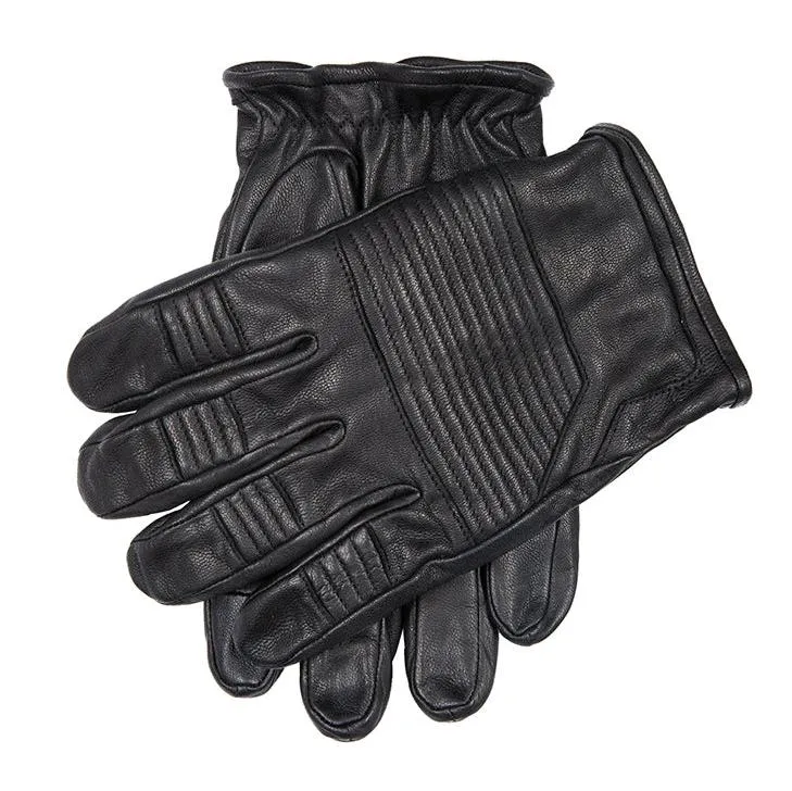 Men’s Touchscreen Water-Resistant Lined Goatskin Leather Gloves with Stitch Detail
