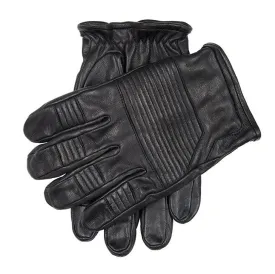 Men’s Touchscreen Water-Resistant Lined Goatskin Leather Gloves with Stitch Detail
