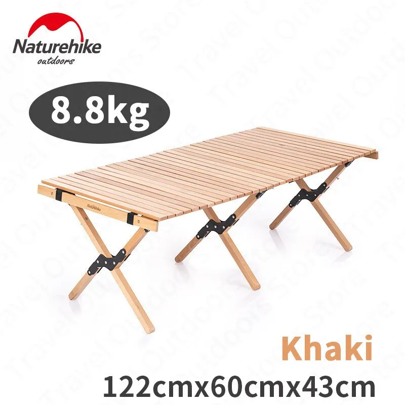 Naturehike Camping Table Folding Egg Roll Wooden Table 30kg Bearing Triangle Stable Garden Travel Hiking BBQ Accessories