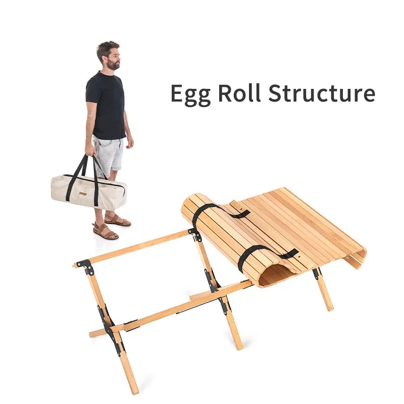Naturehike Camping Table Folding Egg Roll Wooden Table 30kg Bearing Triangle Stable Garden Travel Hiking BBQ Accessories