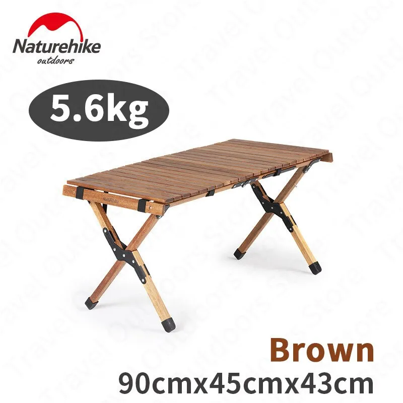 Naturehike Camping Table Folding Egg Roll Wooden Table 30kg Bearing Triangle Stable Garden Travel Hiking BBQ Accessories