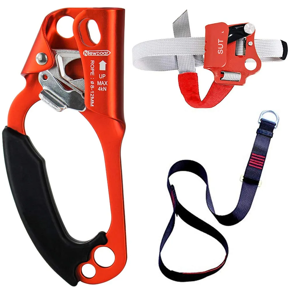 NewDoar Hand Ascender & Foot Ascender & Foot Loop Set (Left Orange Set)