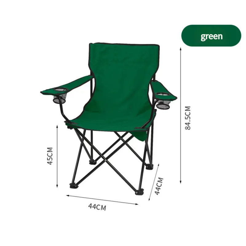 NNEDSZ 2pcs Green Portable Folding Camping Chair with Armrests and Cup Holder