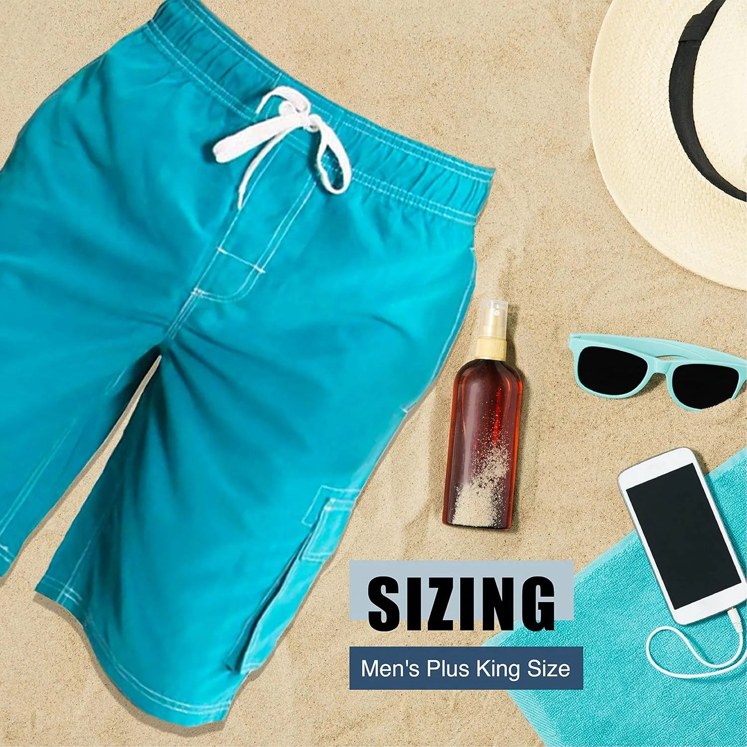 NORTY Mens Big Extended Size Swim Trunks - Mens Plus King Size Swimsuit Thru 5X