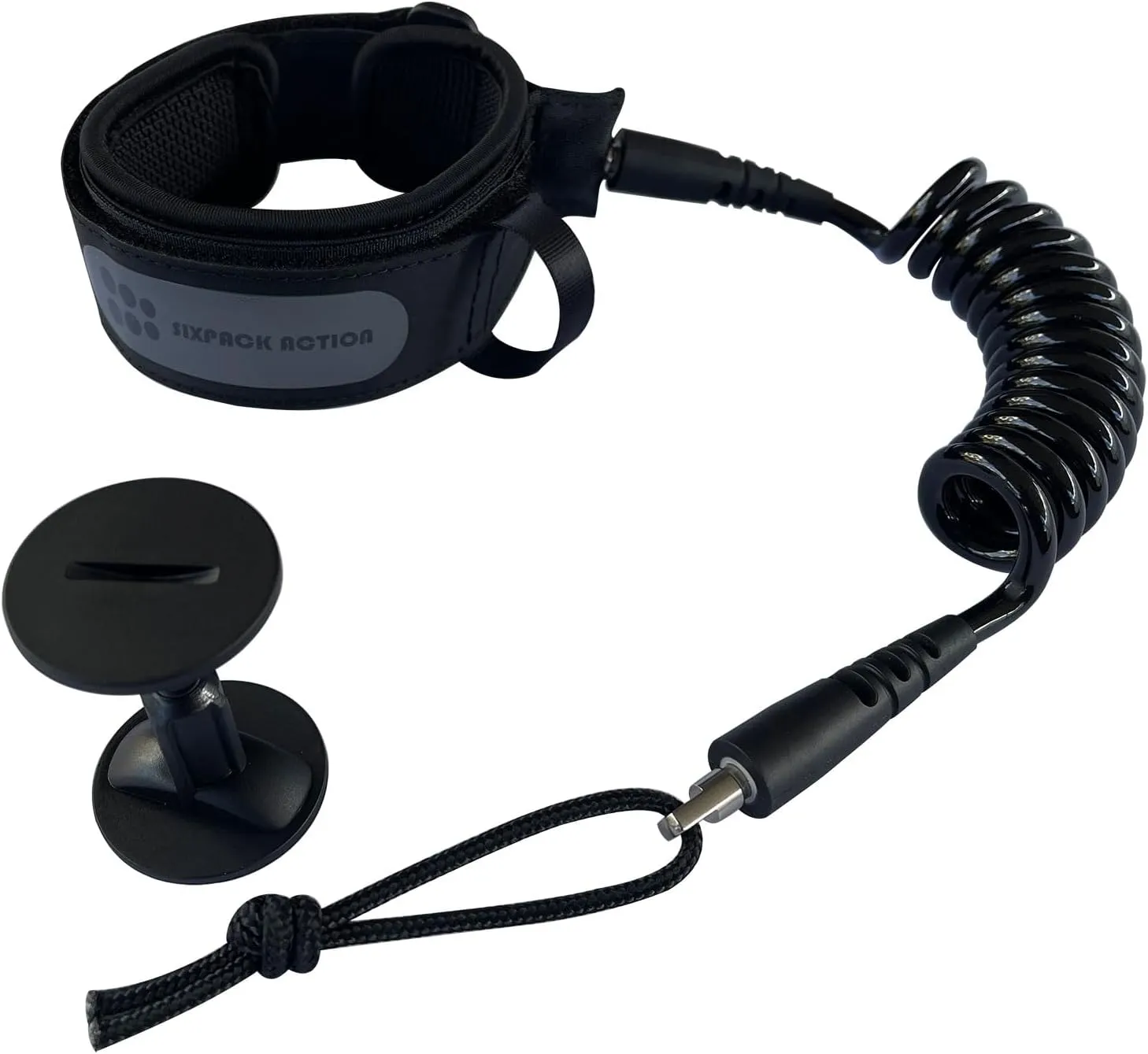 SIXPACK ACTION 4ft 7mm Coils Bicep Bodyboard Leash, Adjustable Bicep Cuff for Kids and Adults, Bicep Sized Approx 235mm-360mm