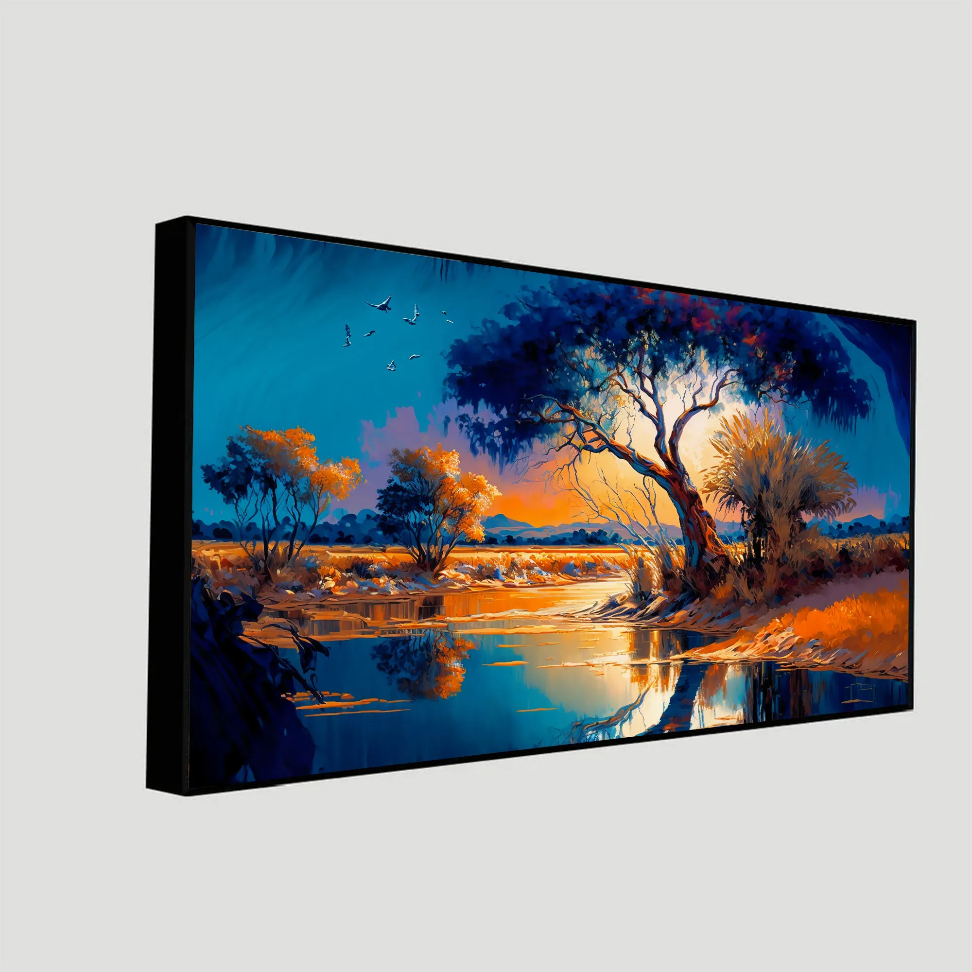 Sunset Tree Reflection Canvas Art