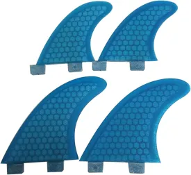 Surf SUP Fin 4Pcs Surf Fin Four-Piece Surfboard Tail Rudder Surfboard Fin Honeycomb Tail Rudder Fiberglass Fin for Longboard Surfboard Paddleboard (Blue G3 GL)