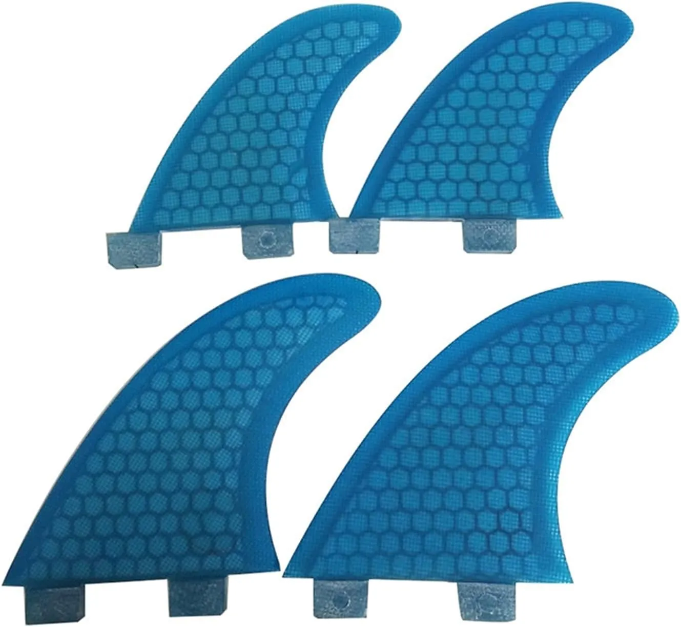 Surf SUP Fin 4Pcs Surf Fin Four-Piece Surfboard Tail Rudder Surfboard Fin Honeycomb Tail Rudder Fiberglass Fin for Longboard Surfboard Paddleboard (Blue G3 GL)