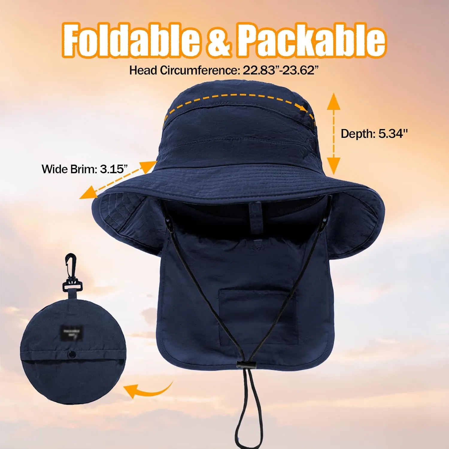 UPF 50 Unisex Waterproof Fishing Hat Wide Birm Bucket Hat UV Protection Boonie Hat