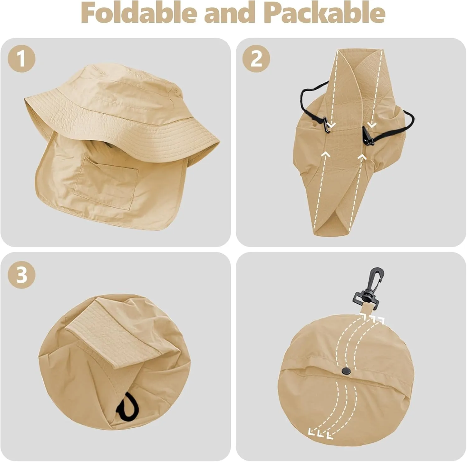 UPF 50 Unisex Waterproof Fishing Hat Wide Birm Bucket Hat UV Protection Boonie Hat