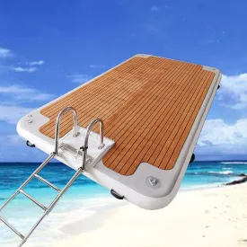 Water Sports Inflatable Floating Platform, Inflatable Dock Floating Platform, Drop Point, Air Pontoon, Swimming Pool Work Raft, with Steel Ladder(Size:4 * 2m/13 * 6.5ft)