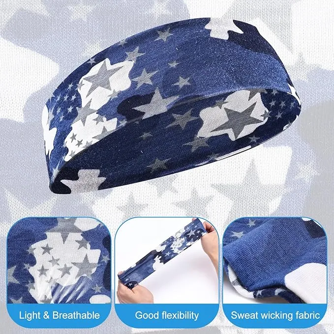 WLLHYF Kids Sports Headbands, 4 Pack Athletic Sweatbands Headband for Boys Camouflage Sport Headband Sweat Absorbing Elastic Hairband
