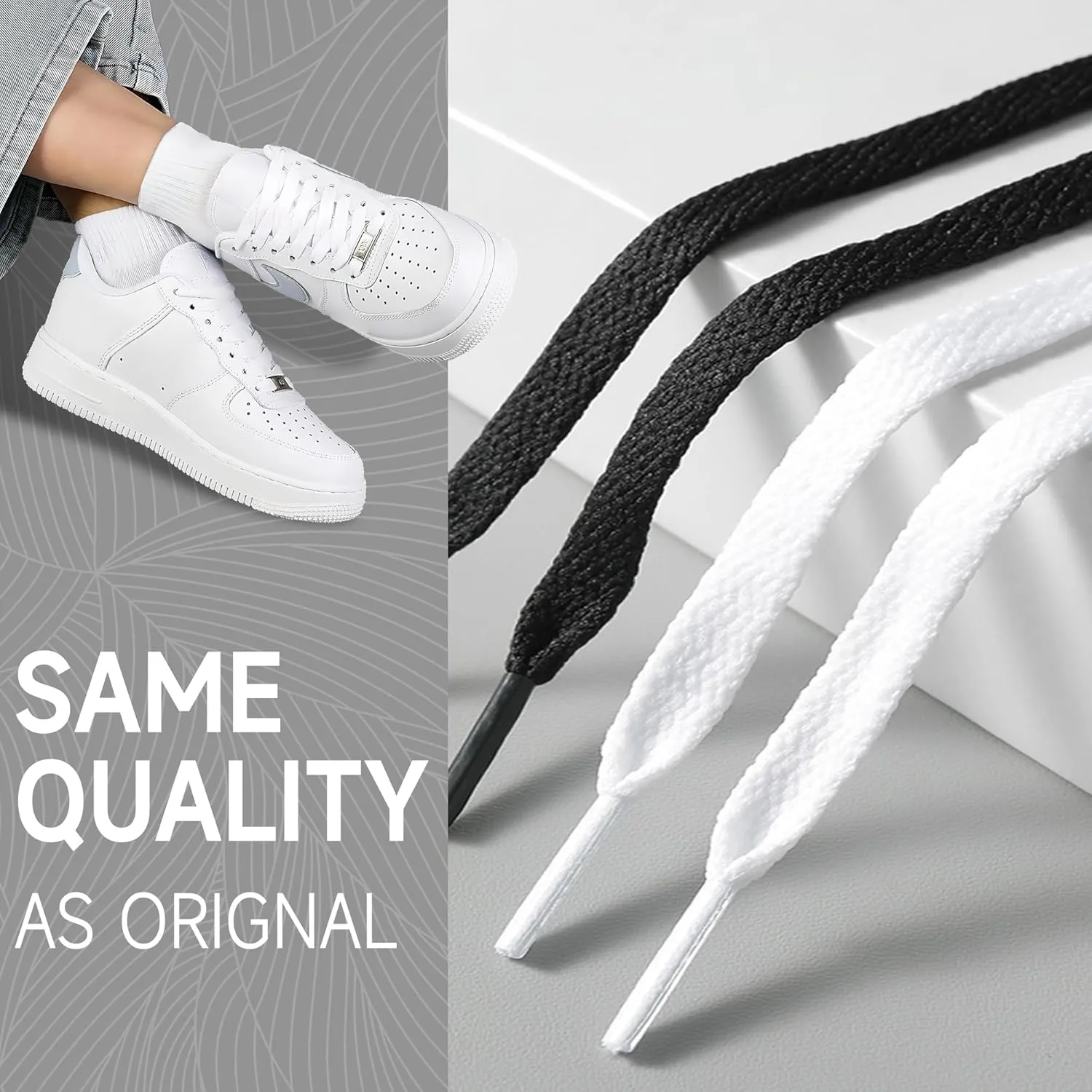 YLOKO Air Force 1 Original Laces with AF1 metal tags, 47-54 Flat Replacement Shoelaces for Air Force Ones Men Women Sneakers
